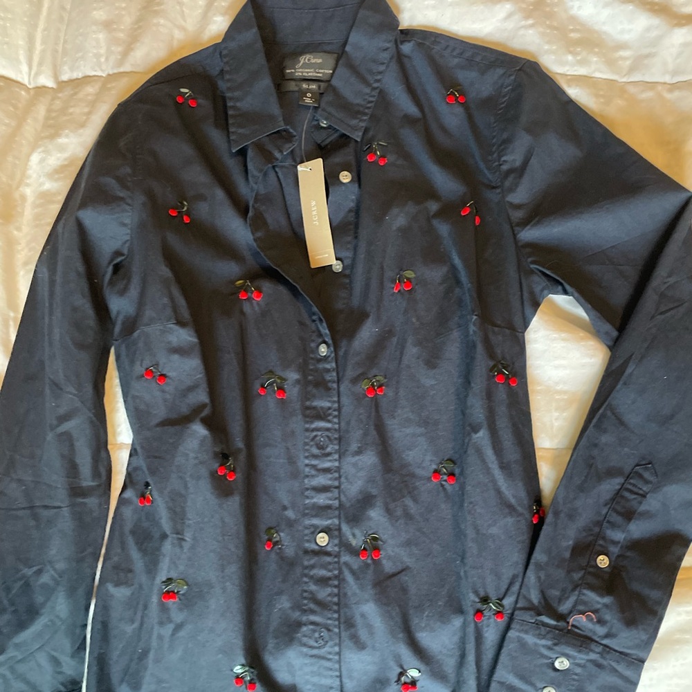 Cherry J Crew button up top